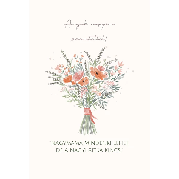 Ajándék kísérő kártya "Nagyinak anyák napjára szeretettel!" (14x9,5cm)