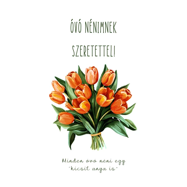 Ajándék kísérő kártya &quot;Óvó nénimnek szeretettel!&quot; (14x9,5cm)