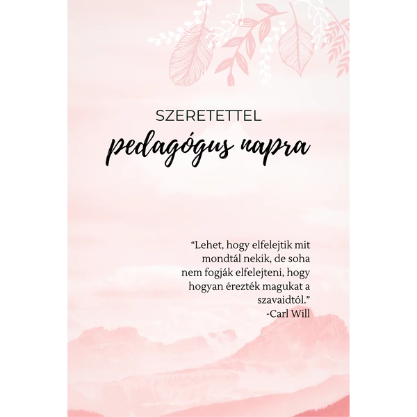 Ajándék kísérő kártya "Szeretettel pedagógus napra" (14x9,5cm)