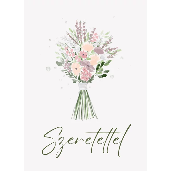 Ajándék kísérő kártya &quot;Szeretettel&quot; (9x6,5cm)