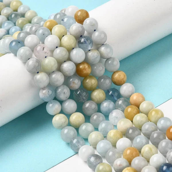 Kék akvamarin ásványgyöngy (8mm)/10db