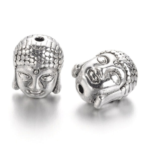 Antik ezüst színű buddhafej alakú gyöngy