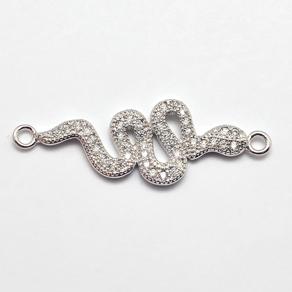  Antikolt ezüst színű kígyó alakú cirkónia köves kapcsolóelem