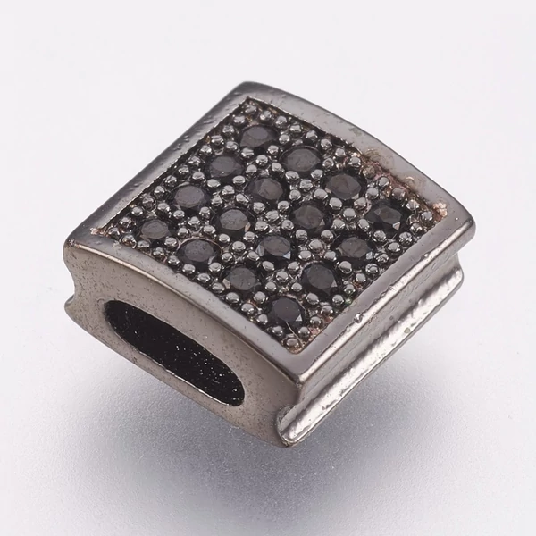 Gunmetál-fekete színű cirkónia strasszos köztes (9x8,5mm)