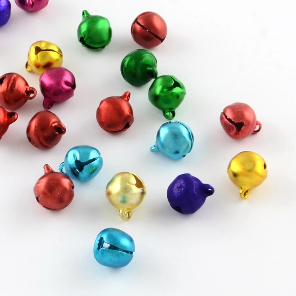 10db karácsonyi csengettyű fityegő (vegyes színek) (6mm)