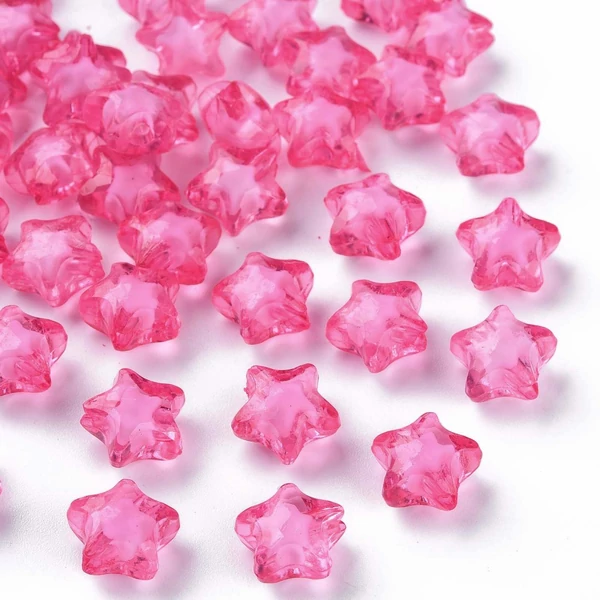 10db Pink csillag alakú akril gyöngy (11mm)