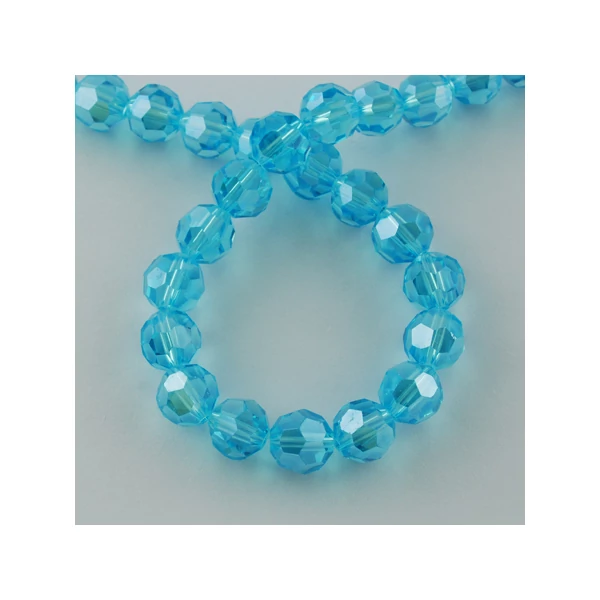 Lüszteres égkék csiszolt üveggyöngy szálban (8mm)/72db