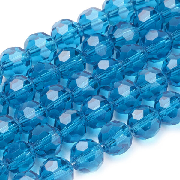 10db Világos kék színű csiszolt üveggyöngy (8mm)