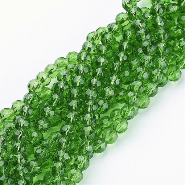 10db Zöld csiszolt üveggyöngy (6mm)