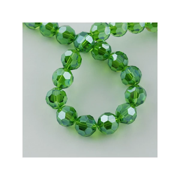 Világos zöld csiszolt üveggyöngy szálban (8mm)/72db
