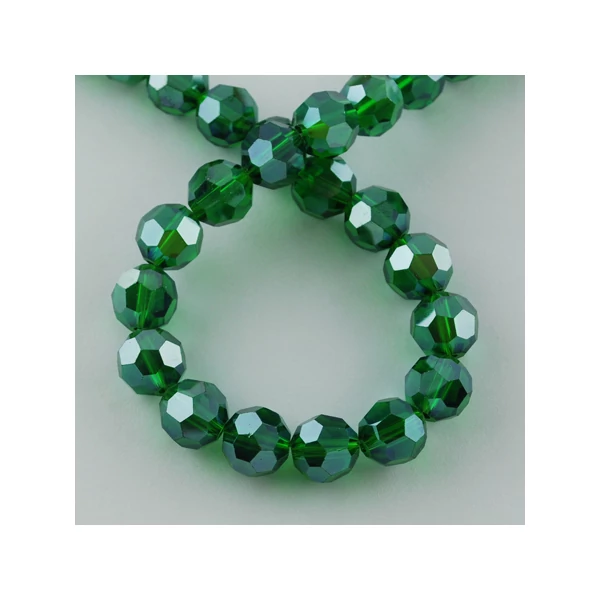 Lüszteres sötét zöld csiszolt üveggyöngy szálban (8mm)/72db