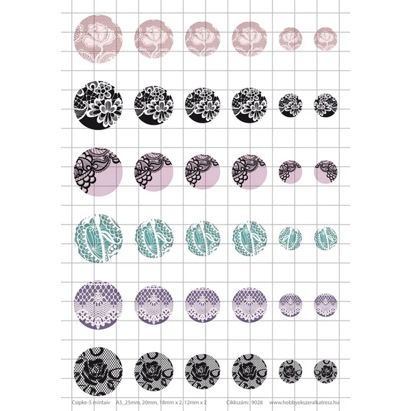 Csipke-5 Üveglencsés ékszerpapír több méret