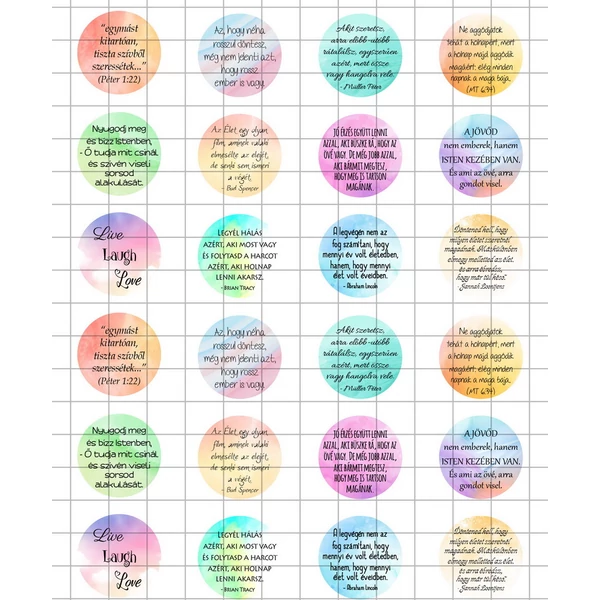 Idézetek-1 Üveglencsés ékszerpapír 25mm 12 féle minta A5