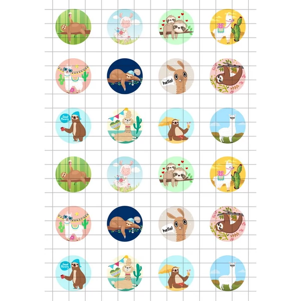 Lajhár-Láma-1 Üveglencsés ékszerpapír 25mm 12 féle minta A5