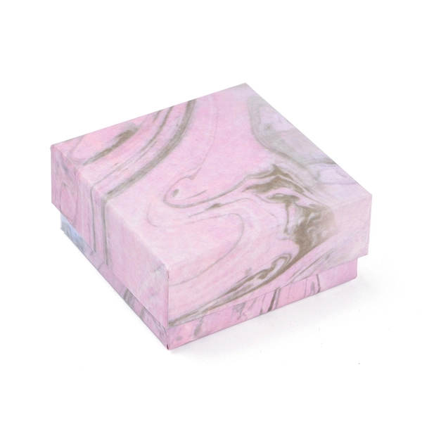 Rózsaszín-szürke márványos papír díszdoboz (7,5x7,5x3,5cm)
