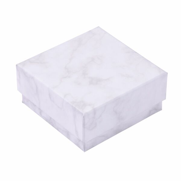 Fehér márványos papír díszdoboz (7,5x7,5x3,5cm)