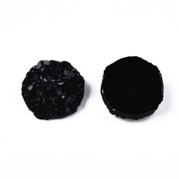 Fekete színű csillámos druzy műgyanta kabochon (8mm)