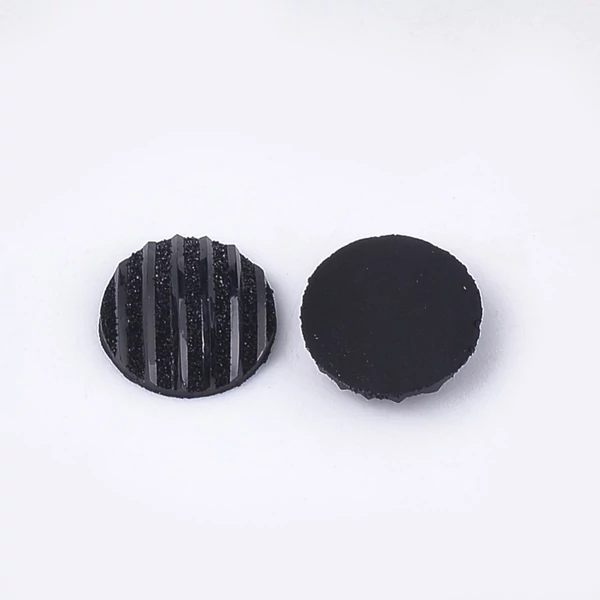 Fekete színű csillámos műgyanta kabochon (12mm) /4db