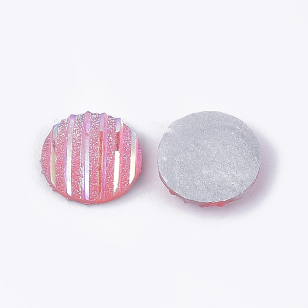 Pink színű csillámos műgyanta kabochon (12mm) /4db