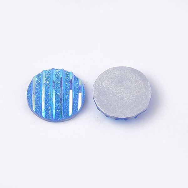 Búzavirág kék színű csillámos műgyanta kabochon (12mm)