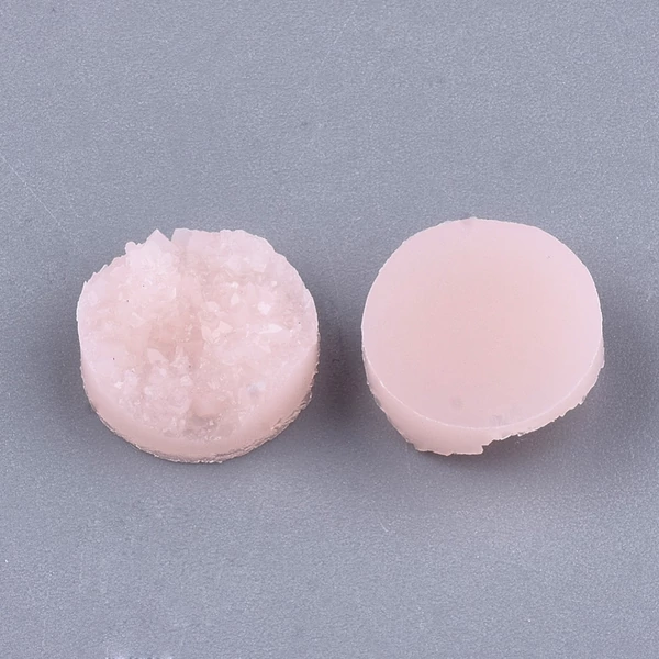 Rózsaszín druzy műgyanta kabochon (12mm) /4db
