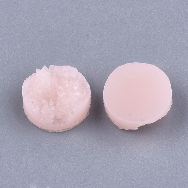 Rózsaszín druzy műgyanta kabochon (12mm)