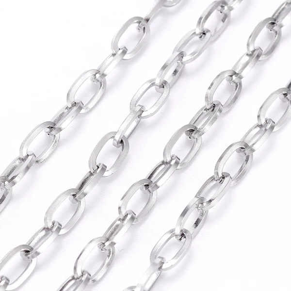 Nemesacél vastag keresztezett szemű ékszerlánc (7x4mm)