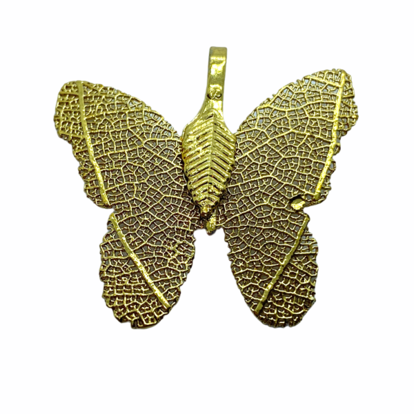 Galvanizált erezetes pillangó alakú medál (arany)