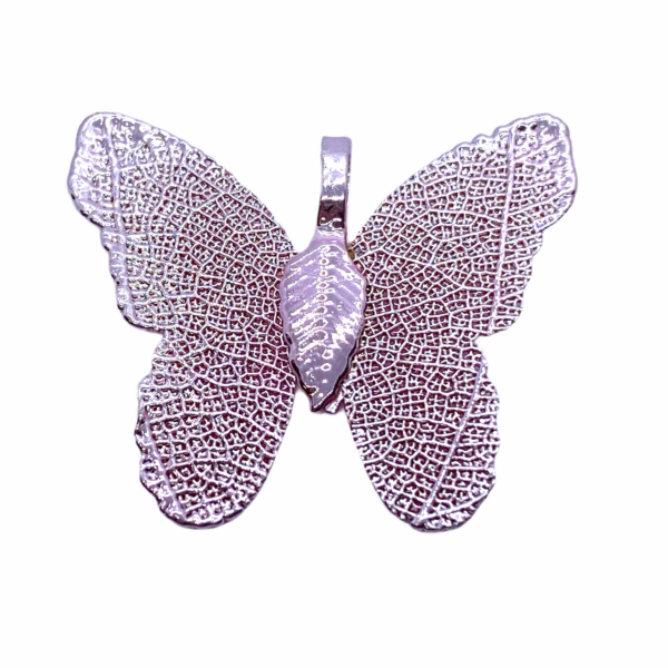 Galvanizált erezetes pillangó alakú medál (rózsaszín)