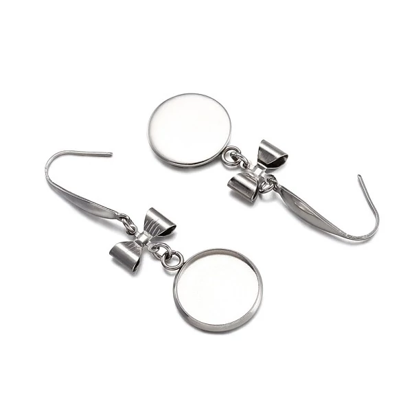 Nemesacél akasztós, masnis fülbevaló alap (14mm)