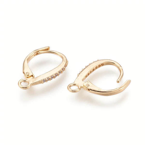 Arany színű kapcsos fülbevalóalap cirkónia díszítéssel
