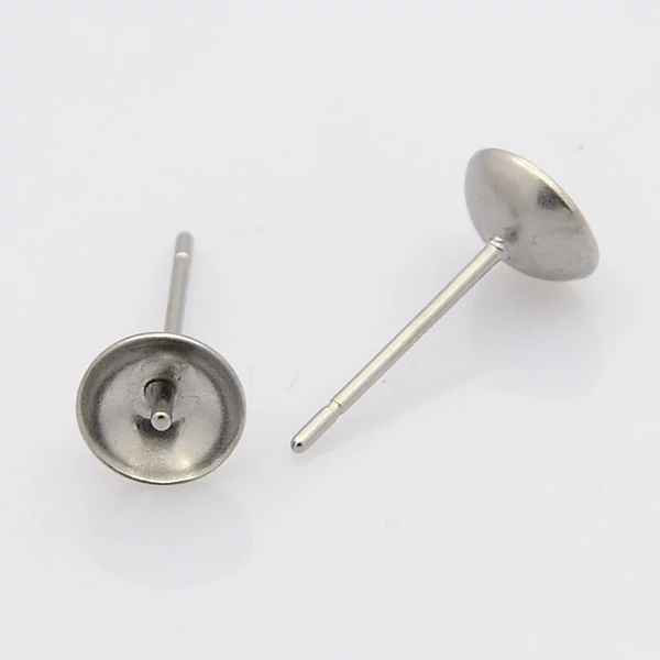 Nemesacél bedugós fülbevalóalap gyöngyökhöz (6mm)