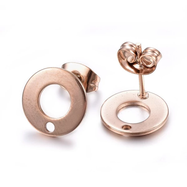 1pár rozé arany színű nemesacél bedugós tovább építhető fülbevalóalap