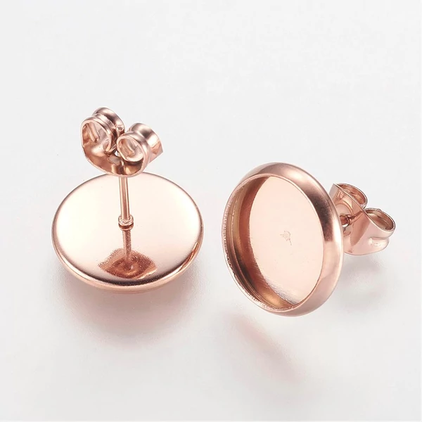 Rozé arany színű nemesacél bedugós fülbevalóalap (10mm)