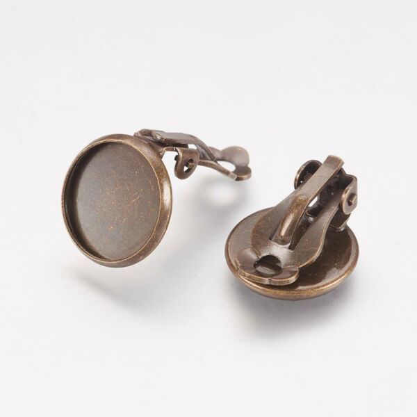 Antikolt bronz színű klipsz fülbevalóalap (12mm)