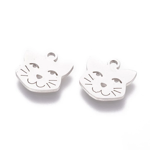 Nemesacél cicafej fityegő