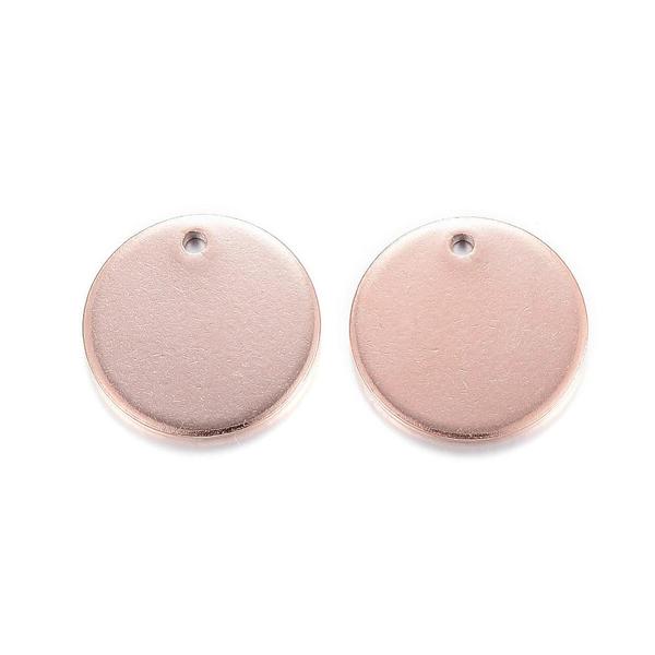 Rozé arany színű nemesacél gravírozható medálka, fityegő (12mm)