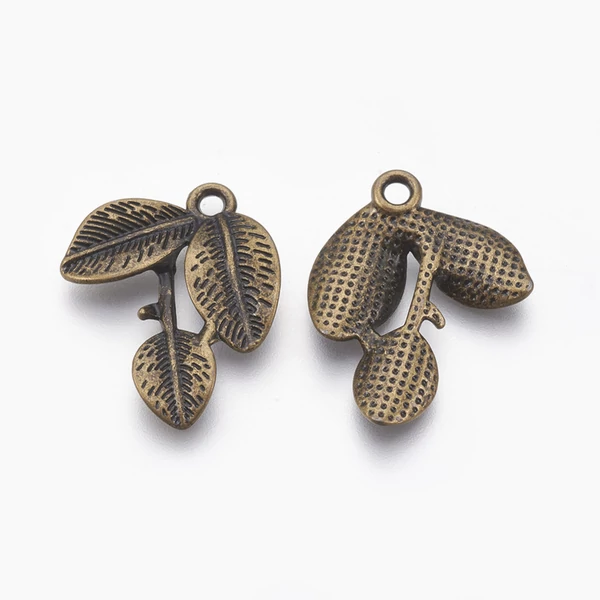 Antikolt bronz színű faág levelekkel fityegő/4db