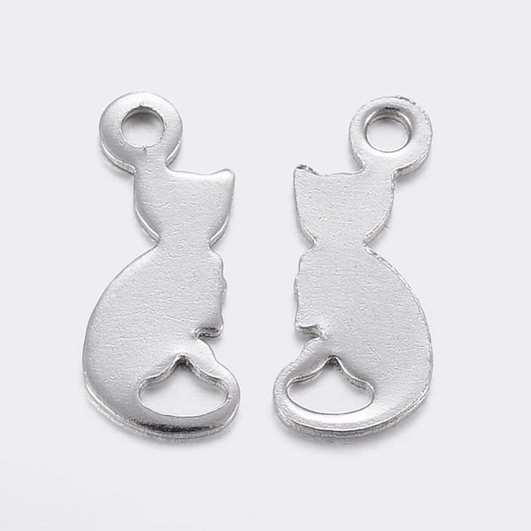 Nemesacél cica fityegő/2db