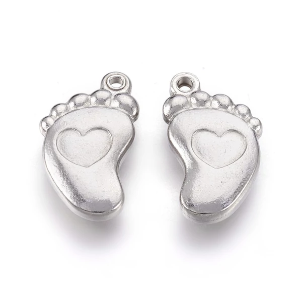 Nemesacél babatalp alakú fityegő