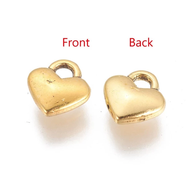 Arany szív fityegő/5db