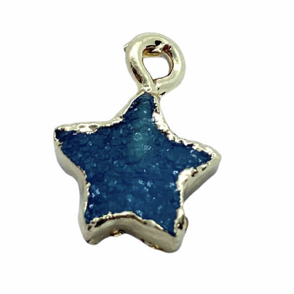 Druzy kék gyanta csillag fityegő aranyló részletekkel