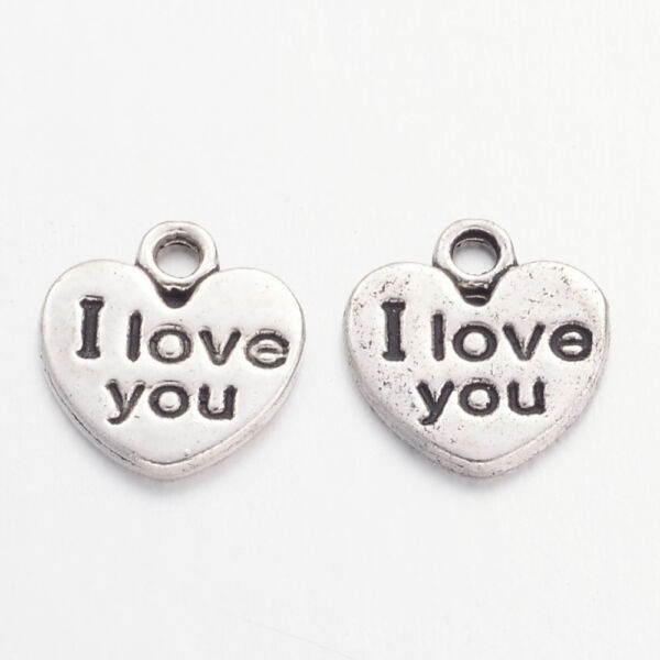 Antikolt ezüst színű " I love you" feliratos fityegő