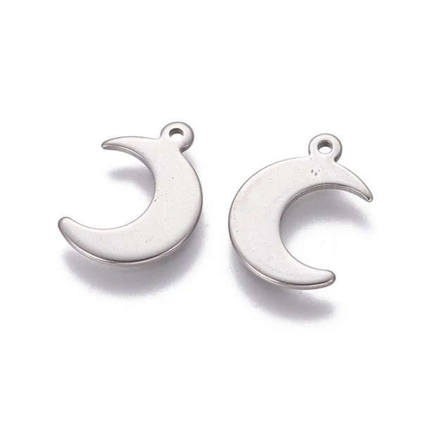 Nemesacél hold fityegő/2db