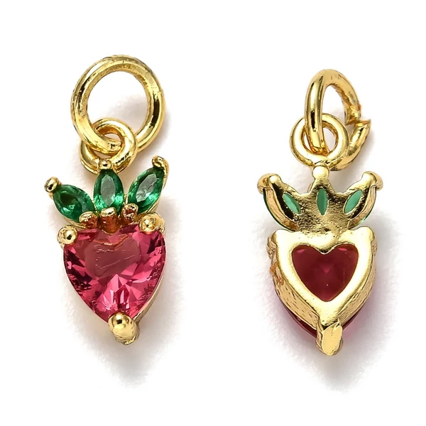 Arany színű cirkónia eper fityegő 18K arany bevonattal