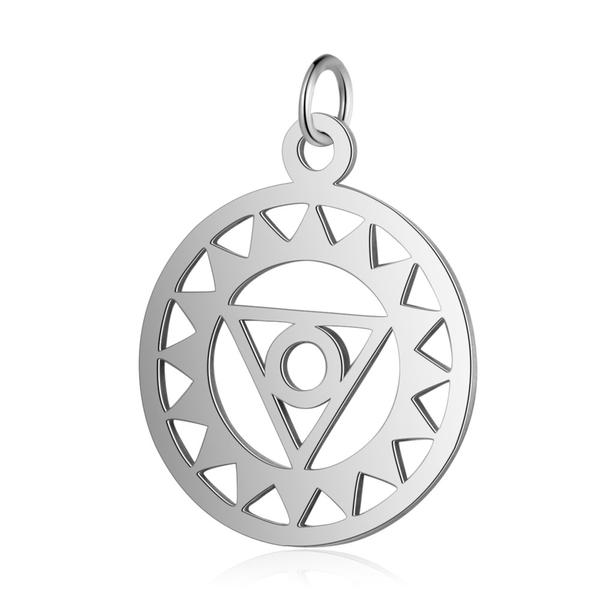 Nemesacél Visuddha csakra fityegő (22.5x19x1mm)