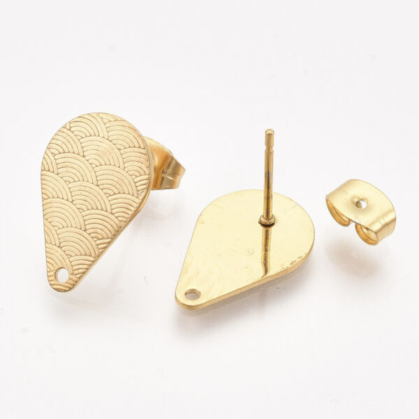 Arany színű nemesacél, bedugós, tovább építhető fülbevalóalap (16x10,5mm)