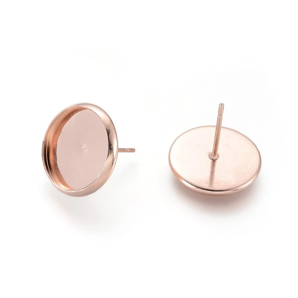 Rozé arany színű nemesacél bedugós fülbevalóalap (12mm)