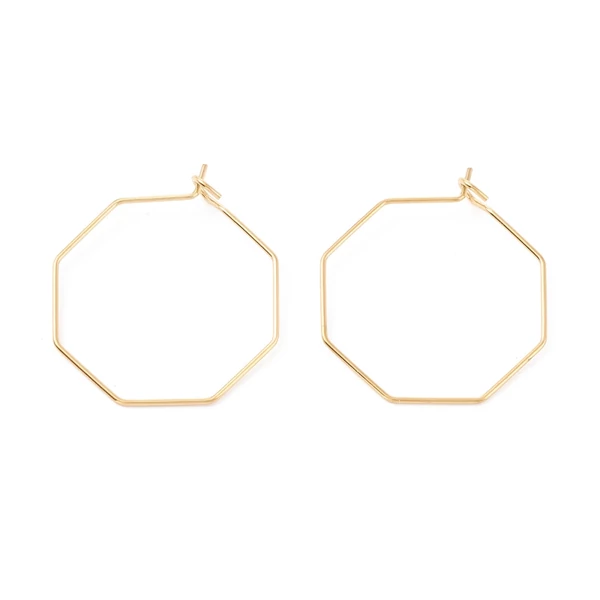 1 pár arany színű nemesacél hatszögletű nyitható fülbevalóalap