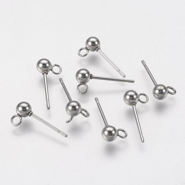 1pár nemesacél golyós tovább építhető bedugós fülbevalóalap (15x4mm)